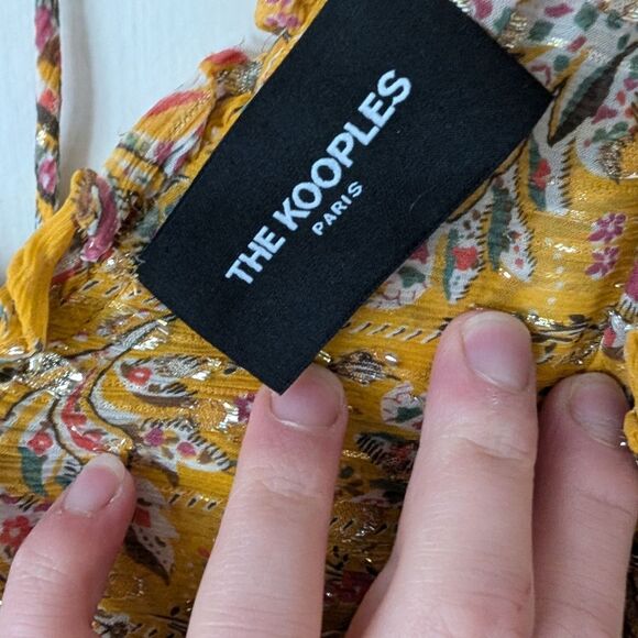 The Kooples Floral Print Ruffle Trimmed Silk Blend Crepe Dress Size 3 (6/8) - Picture 7 of 9